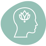 a silhouette of a human head with a lotus flower 